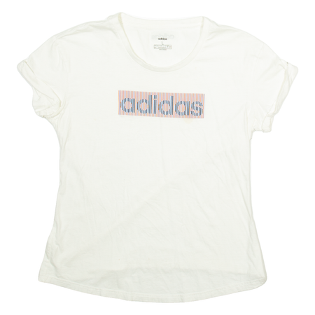ADIDAS Womens T-Shirt White Short Sleeve L