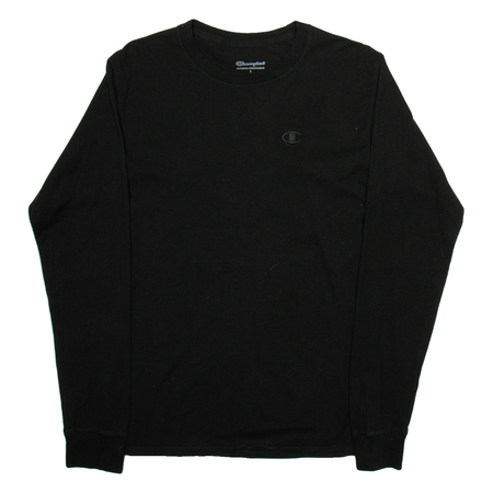 CHAMPION Mens T-Shirt Black Long Sleeve S
