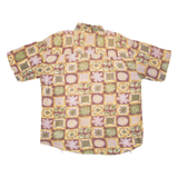 SALVANO Mens Shirt Green Crazy Pattern L