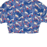 ZARA Cropped Womens Shirt Blue Floral L
