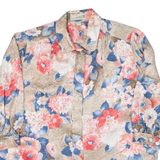 CARAT Womens Shirt Brown Floral 3/4 Sleeve UK 14