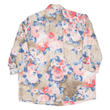 CARAT Womens Shirt Brown Floral 3/4 Sleeve UK 14