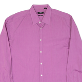 BOSS Slim Fit Mens Plain Shirt Purple Long Sleeve L