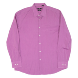 BOSS Slim Fit Mens Plain Shirt Purple Long Sleeve L
