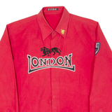 London Mens Plain Shirt Red Long Sleeve L