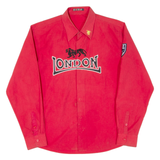 London Mens Plain Shirt Red Long Sleeve L