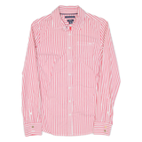 TOMMY HILFIGER Womens Shirt Pink Striped Long Sleeve XS