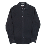 TOMMY HILFIGER Slim Fit Mens Plain Shirt Black Long Sleeve S