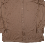 Mens Plain Shirt Brown Long Sleeve M