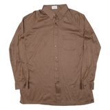 Mens Plain Shirt Brown Long Sleeve M