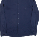 TOMMY HILFIGER Slim Fit Mens Plain Shirt Blue Long Sleeve XL