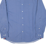 TOMMY HILFIGER Mens Shirt Blue Spotted Long Sleeve L