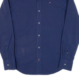 TOMMY HILFIGER Slim Fit Mens Plain Shirt Blue Long Sleeve L