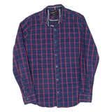 GUESS Slim Fit Mens Shirt Blue Check Long Sleeve L