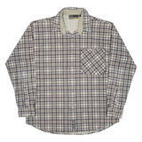POLARLIFE Mens Flannel Shirt Beige Check Long Sleeve L