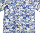 CLUB TANGO Mens Shirt Blue Silk Crazy Pattern L