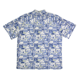 CLUB TANGO Mens Shirt Blue Silk Crazy Pattern L
