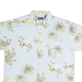 FADED GLORY Mens Hawaiian Shirt Blue Floral L