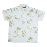 FADED GLORY Mens Hawaiian Shirt Blue Floral L