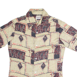 PLAYBOY Womens Shirt Brown Geometric S