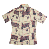 PLAYBOY Womens Shirt Brown Geometric S