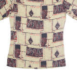 PLAYBOY Womens Shirt Brown Geometric S