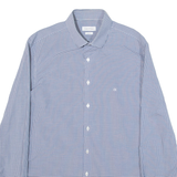 CALVIN KLEIN Slim Fit Mens Shirt Blue Check Long Sleeve M