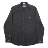 CALVIN KLEIN Mens Plain Shirt Black Long Sleeve M