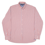 TOMMY HILFIGER Mens Shirt Red Striped Long Sleeve L