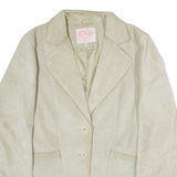 STRADIVARIUS Womens Blazer Jacket Beige Leather Suede 90s M