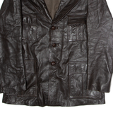 Mens Trench Jacket Brown Leather 90s L