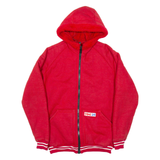 TEKLAN Sherpa Lined Mens Bomber Jacket Red Hooded M