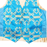 Mens Blazer Waistcoat Blue Crazy Pattern M