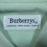 BURBERRY Mens Plain Shirt Green 90s Long Sleeve L