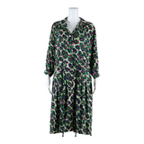 BRANDY Womens Day Dress Green Spotted Midi XL
