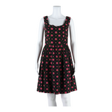 Womens Skater Dress Black Floral Knee Length S