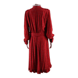 BUTTERFLY Womens A-Line Dress Red Viscose Floral Long Sleeve Midi M