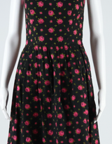 Womens Skater Dress Black Floral Knee Length S