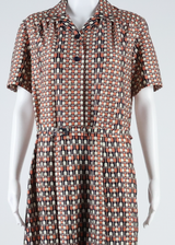 Womens A-Line Dress Pink Geometric Short Sleeve Knee Length XL