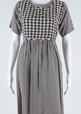 Womens A-Line Dress Blue Gingham Short Sleeve Midi XL