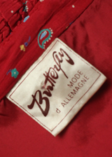 BUTTERFLY Womens A-Line Dress Red Viscose Floral Long Sleeve Midi M