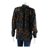 Womens Printed Shirt Black Long Sleeve Floral L