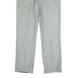 Plaid Formal Suit Mens Trousers Grey Regular Straight W33 L30