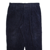 ST JOHN'S BAY Pleated Chino Mens Corduroy Trousers Blue Straight 90s W38 L26