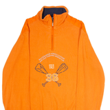 CASUAL X Sporting Club Embroidery Mens Jumper Orange 1/4 Zip Tight Knit S