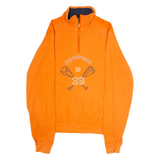 CASUAL X Sporting Club Embroidery Mens Jumper Orange 1/4 Zip Tight Knit S