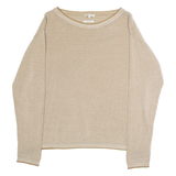 TOM TAILOR Mens Jumper Brown Crew Neck Waffle Knit XS