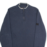 BEN SHERMAN Mens Jumper Blue 1/4 Zip Tight Knit L
