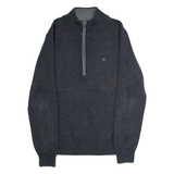 CALVIN KLEIN Golf Mens Jumper Grey 1/4 Zip Tight Knit M