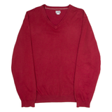 ADIDAS Mens Jumper Red V-Neck Tight Knit XL